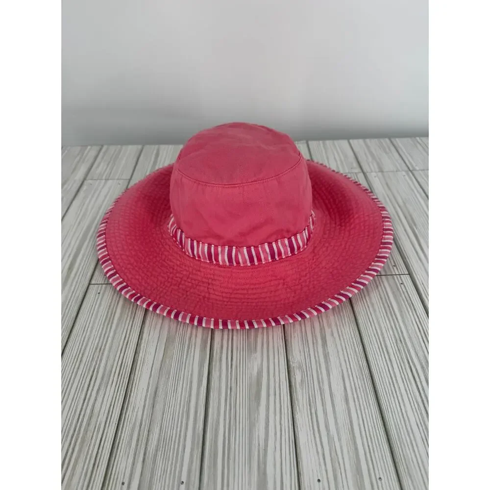 Hannah Andersson sun hat girls large bucket stripe summer pink white cotton
